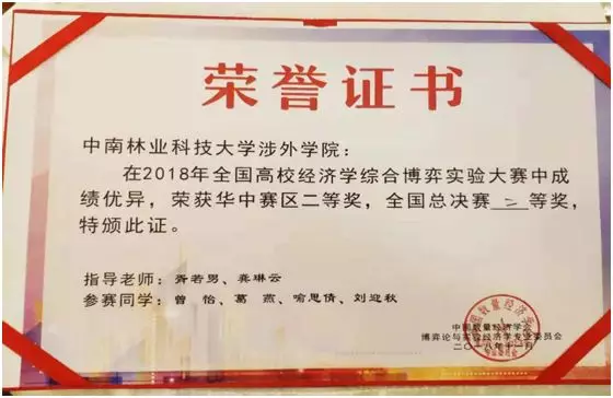 中南林涉外学院学子在2018年全国高校经济学综合博弈实验大赛中喜获佳绩 中南林涉外学院学子在2018年全国高校经济学综合博弈实验大赛中喜获佳绩