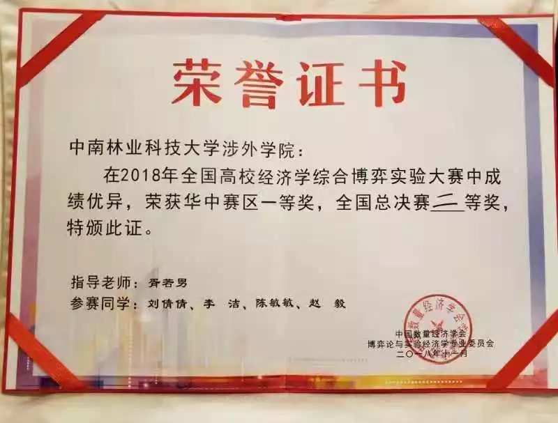 中南林涉外学院学子在2018年全国高校经济学综合博弈实验大赛中喜获佳绩 中南林涉外学院学子在2018年全国高校经济学综合博弈实验大赛中喜获佳绩